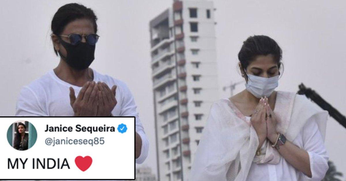 Desi Twitter Is In Love With The Photo Of SRK Praying At Lata Mangeshkar’s Farewell