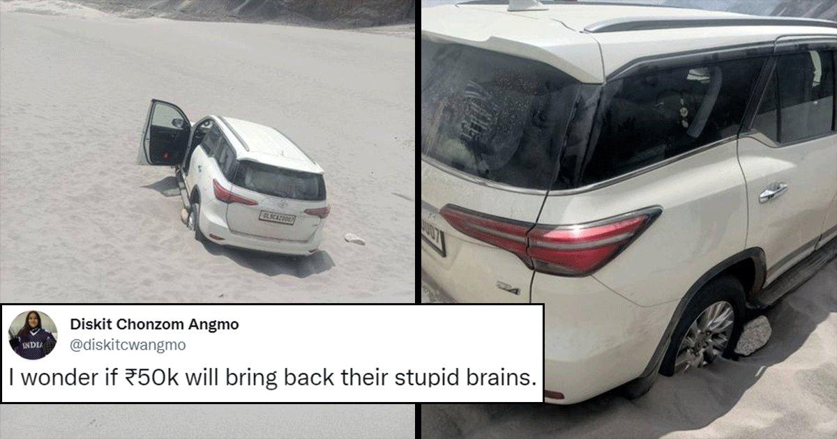 Jaipur Couple Fined ₹50,000 For Driving Car On The Sand Dunes In Ladakh