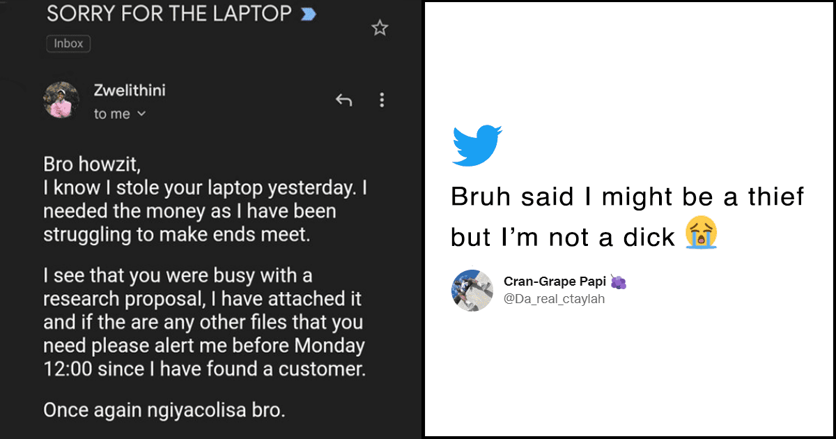 A Thief Sent An Apology Mail To A Man After Stealing His Laptop & Twitter Has Mixed Feelings
