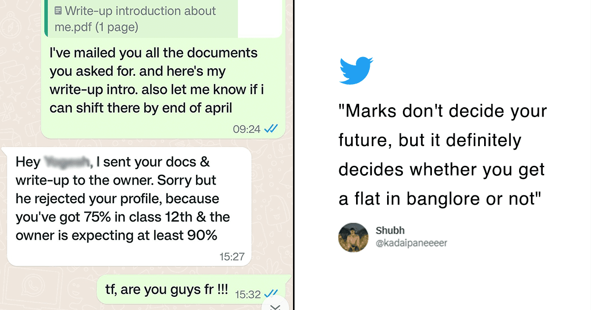 Bengaluru Landlord Rejects Potential Tenant Cuz He Didn’t Get 90% In 12th Standard. WTF