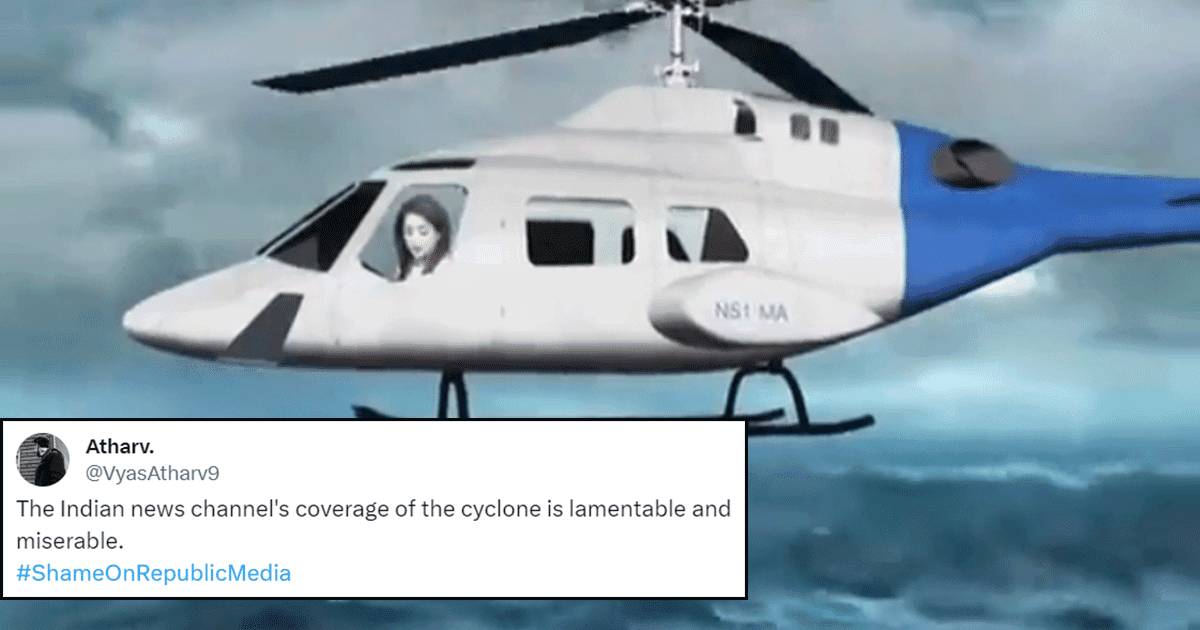 In Another Absurd Coverage, News Anchor ‘Flies’ In A VFX-Helicopter To Report Cyclone Biparjoy