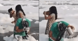 This Woman Washing Her Hair With Toxic Foam In Yamuna Is A Cruel Reminder Of Our Choices